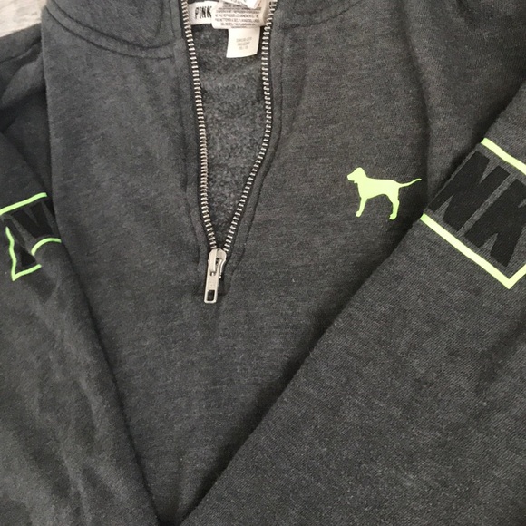 Victoria Secret PINK Heather grey + neon half-zip - Picture 3 of 3